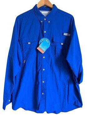 New! Columbia PFG XL Omni-Shade Cobalt Blue  Bahama Long Sleeve Shirt